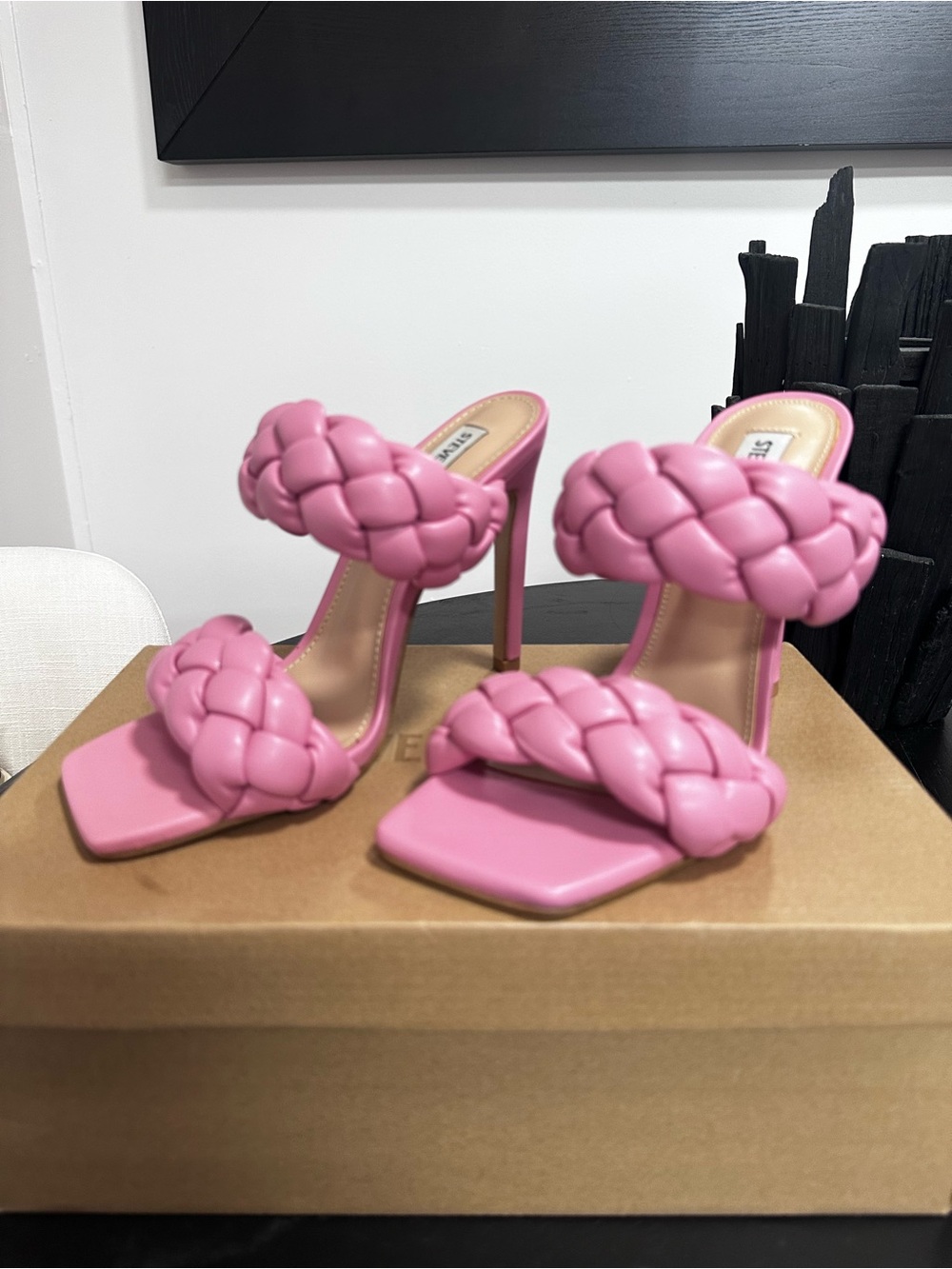 Steve Madden Braided Double-Strap Stiletto Heels - Pink